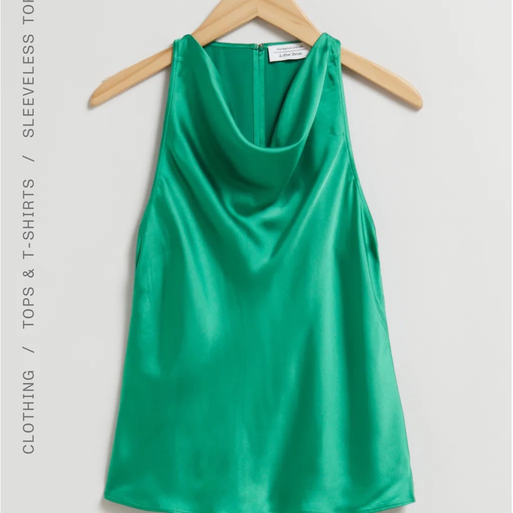 & other stories green cowl neck draped top size 8 and other stories